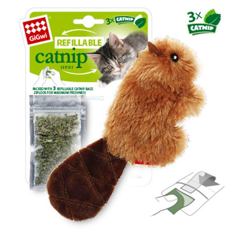 GiGwi (ГиГви) Cat Toys Catnip - Игрушка Бобренок для котов с кошачьей мятой (16 см) в E-ZOO