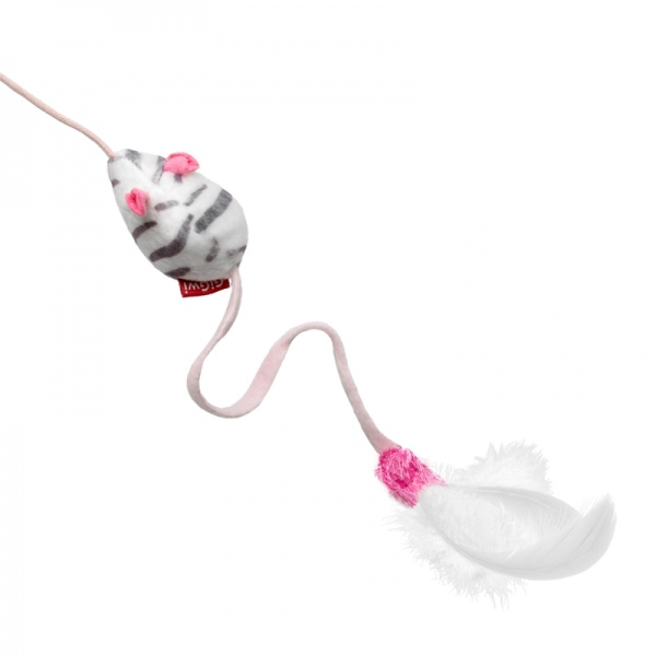 GiGwi (ГіГві) Cat Toys Teaser - Іграшка-дражнилка для котів на стеку з мишкою зі звуковим ефектом (51 см) в E-ZOO