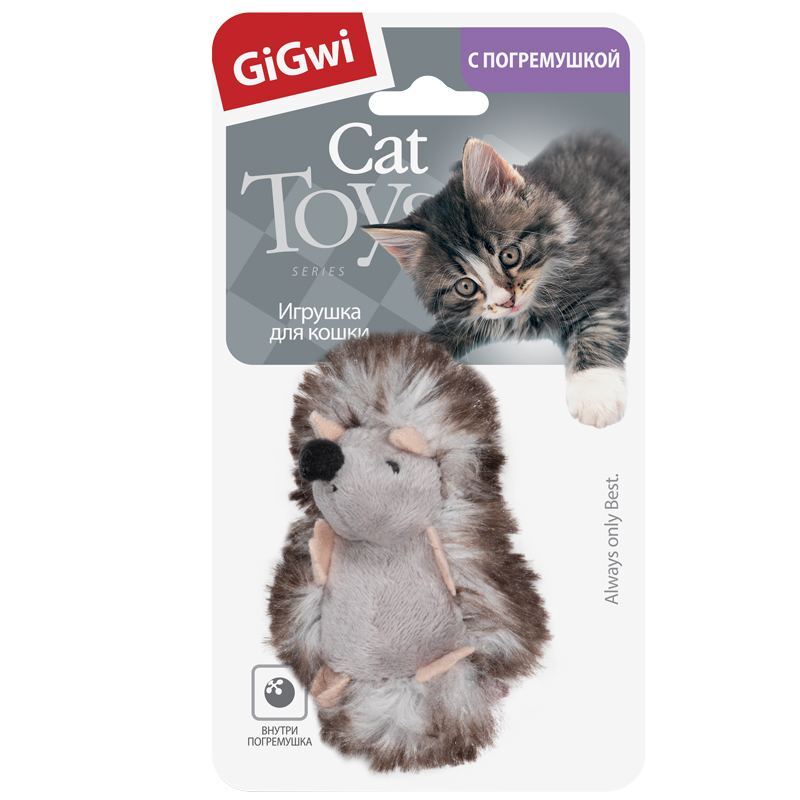 GiGwi (ГиГви) Cat Toys Catch & Scratch - Игрушка для котов Ежик с погремушкой (7 см) в E-ZOO