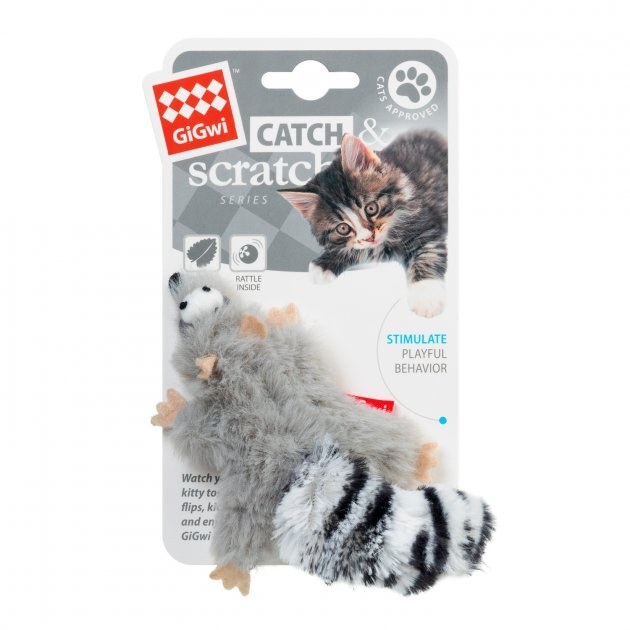 GiGwi (ГиГви) Cat Toys Catch&scratch - Игрушка для котов Енот с кошачей мятой (8 см) в E-ZOO