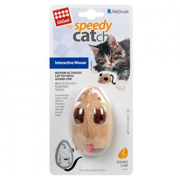 GiGwi (ГиГви) Cat Toys Speedy catch - Игрушка для котов Интерактивная мышка со звуковым чипом (9 см) в E-ZOO
