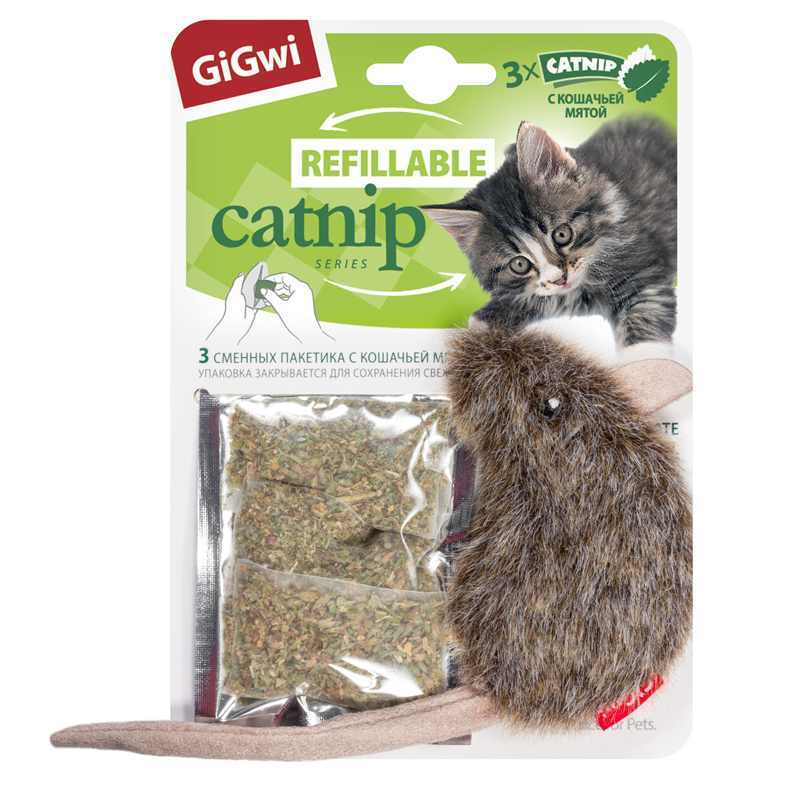GiGwi (ГиГви) Catnip - Игрушка Мышка для котов с кошачьей мятой (10 см) в E-ZOO
