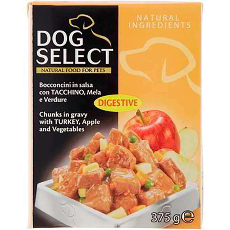 Dog Select (Дог Селект) Turkey,Apple&Vegetables – Вологий корм з індичкою, яблуками і овочами для собак (шматочки в соусі) (375 г) в E-ZOO