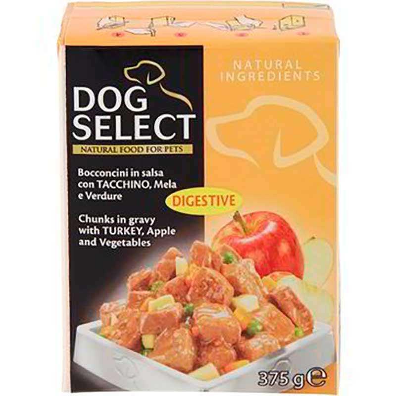 Dog Select (Дог Селект) Turkey, Apple&Vegetables – Влажный корм с индейкой, яблоками и овощами для собак (кусочки в соусе) (375 г) в E-ZOO