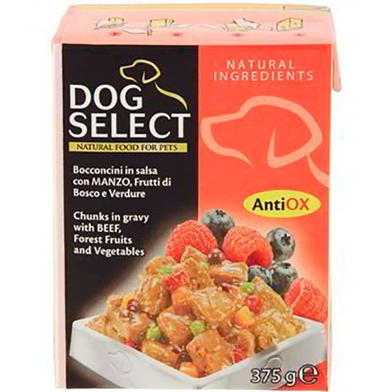 Dog Select (Дог Селект) Beef, Forest Fruits&Vegetables – Влажный корм с говядиной, лесными фруктами и овощами для собак (кусочки в соусе) (375 г) в E-ZOO