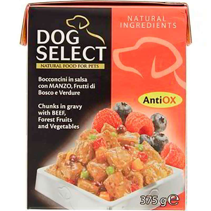 Dog Select (Дог Селект) Beef, Forest Fruits&Vegetables – Вологий корм з яловичиною, лісовими ягодами і овочами для собак (шматочки в соусі) (375 г) в E-ZOO