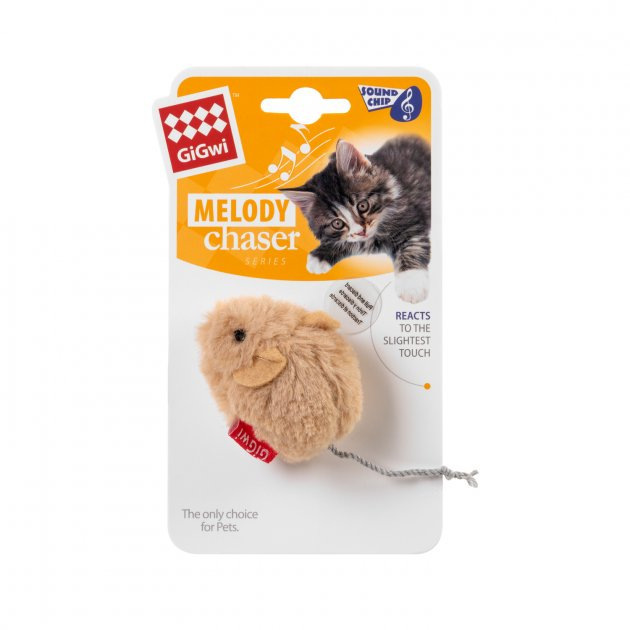 GiGwi (ГиГви) Melody chaser - Игрушка для котов Мышка со звуковым чипом (13 см) в E-ZOO