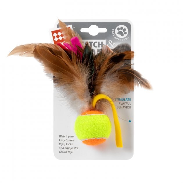 GiGwi (ГіГві) Catch Scratch - Іграшка для котів Тенісний м'ячик з пір'ям (6 см) в E-ZOO