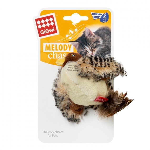 GiGwi (ГиГви) Melody chaser - Игрушка для котов Птичка со звуковым чипом и кошачей мятой (13 см) в E-ZOO