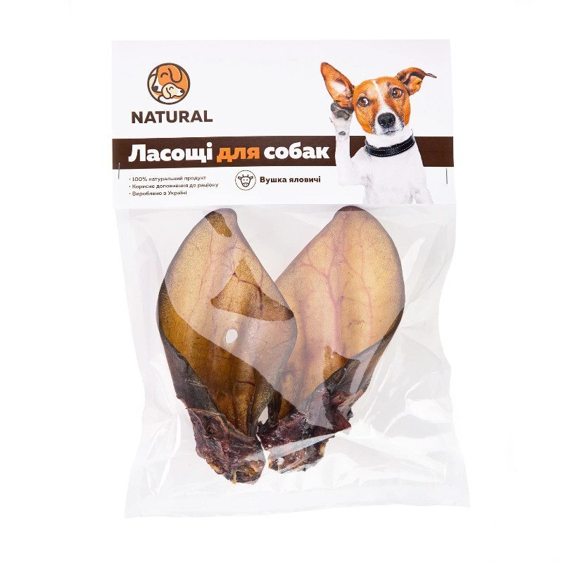 Natural (Натураль) Ласощі сушені – вухо яловиче для собак (1 шт.) в E-ZOO