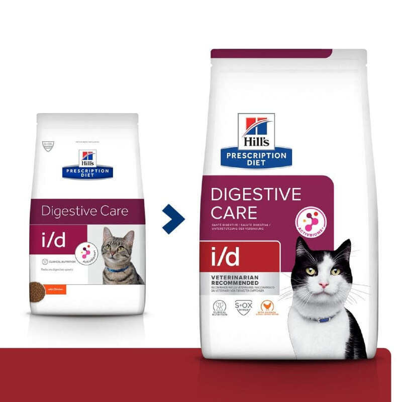 Hill's (Хиллс) Prescription Diet i/d Digestive Care (ActivBiome+) - Корм-диета для кошек с курицей и инновационной смесью пребиотических пищевых волокон для здоровья желудочно-кишечного тракта (8 кг) в E-ZOO