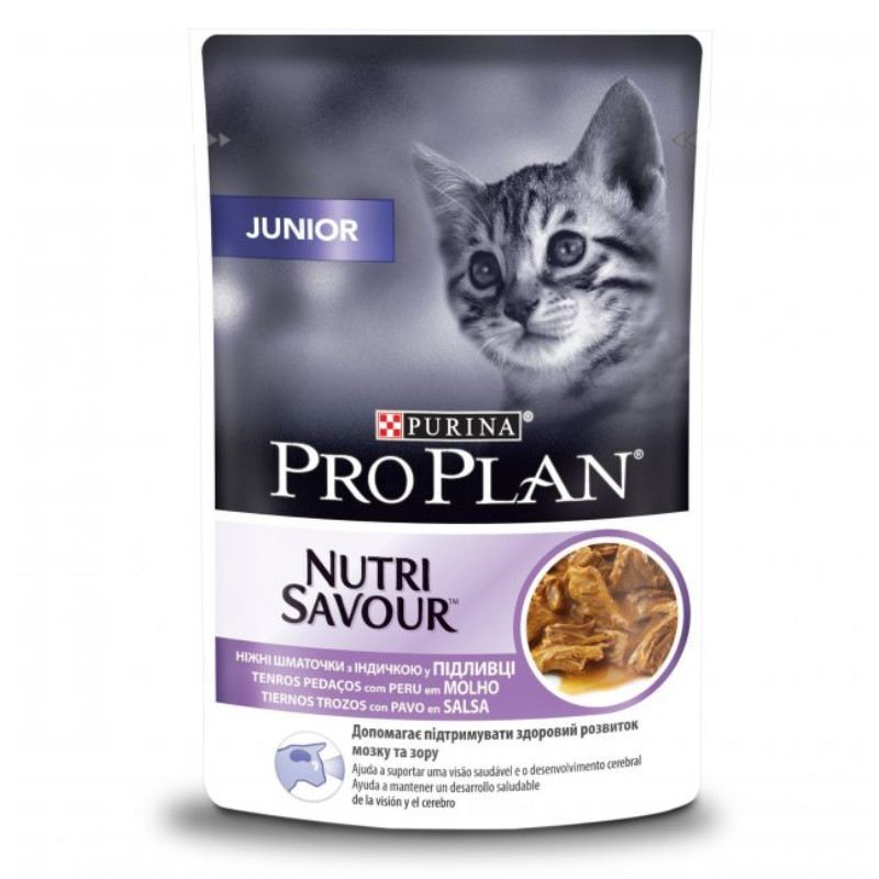 Purina Pro Plan (Пуріна Про План) Junior Nutrisavour - Вологий корм з індичкою для зростаючих кошенят (шматочки в соусі) (85 г) в E-ZOO