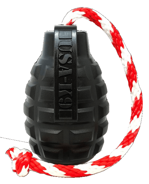 SodaPup (Сода Пап) USA-K9 Grenade Reward Toy – Жувальна іграшка-диспенсер для ласощів Граната з канатом із суперміцного матеріалу для собак (M) в E-ZOO