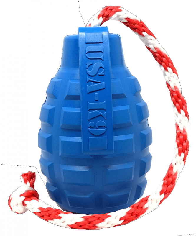 SodaPup (Сода Пап) USA-K9 Grenade Reward Toy – Жевательная игрушка-диспенсер для лакомств Граната с канатом из суперпрочного материала для собак (M) в E-ZOO