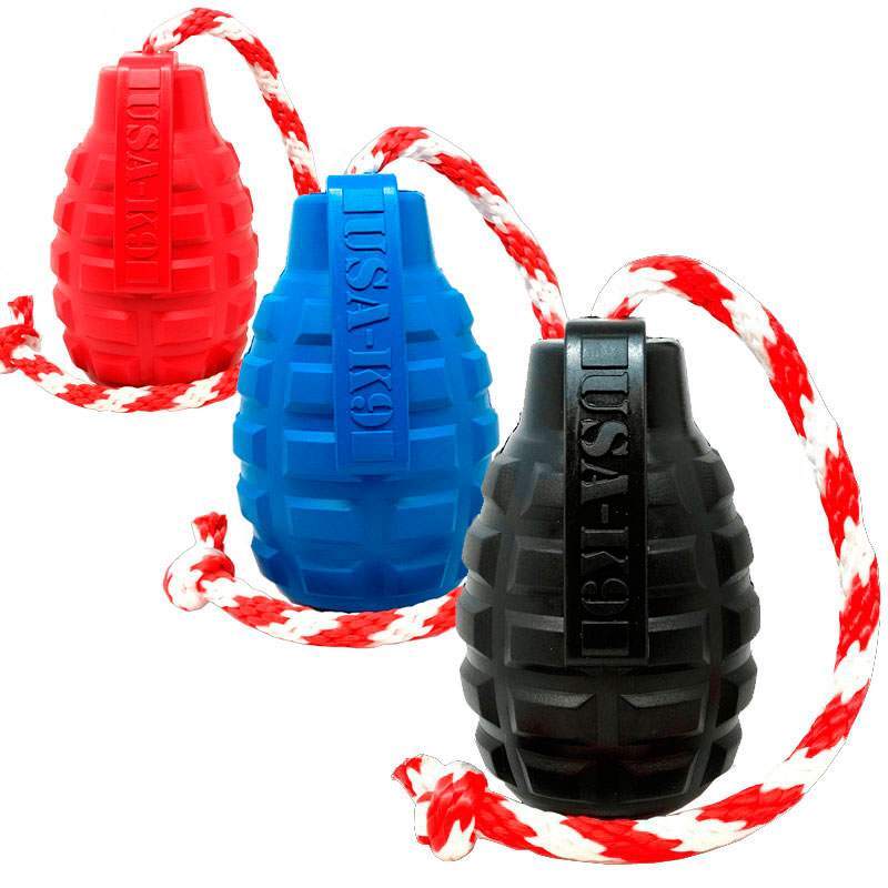 SodaPup (Сода Пап) USA-K9 Grenade Reward Toy – Жевательная игрушка-диспенсер для лакомств Граната с канатом из суперпрочного материала для собак (M) в E-ZOO