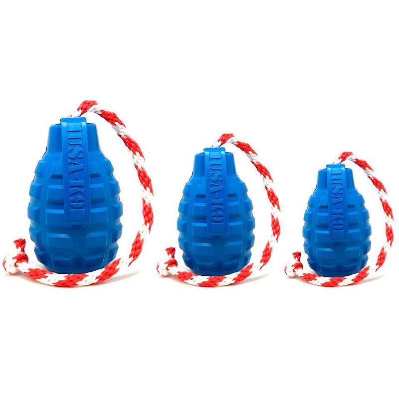 SodaPup (Сода Пап) USA-K9 Grenade Reward Toy – Жувальна іграшка-диспенсер для ласощів Граната з канатом із суперміцного матеріалу для собак (M) в E-ZOO