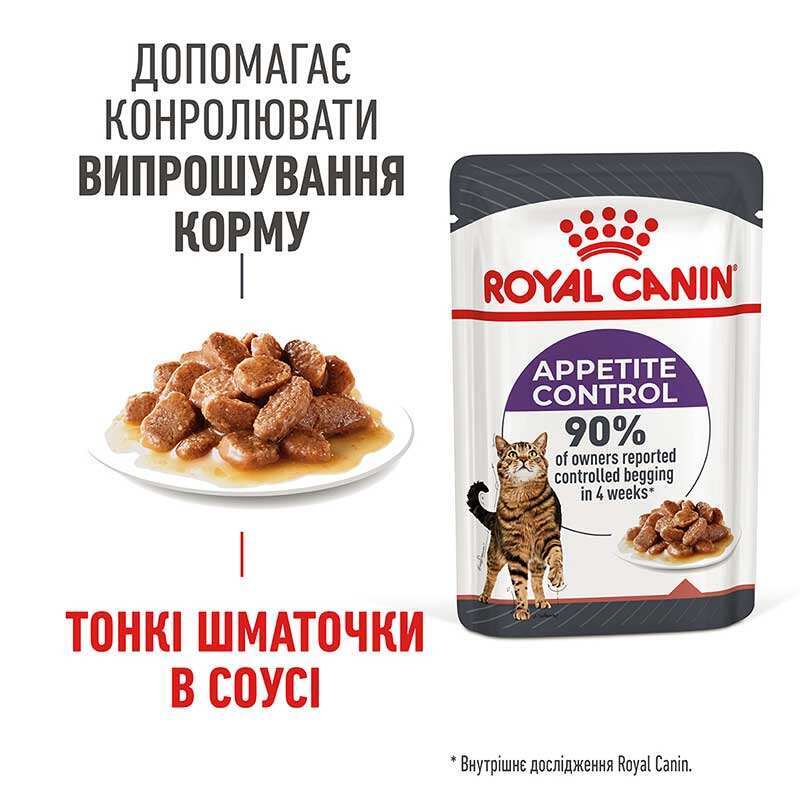 Royal Canin (Роял Канін) Appetite Control Care – Вологий корм з м'ясом для дорослих стерилізованих котів схильних до випрошування корму (шматочки у соусі) (85 г) в E-ZOO