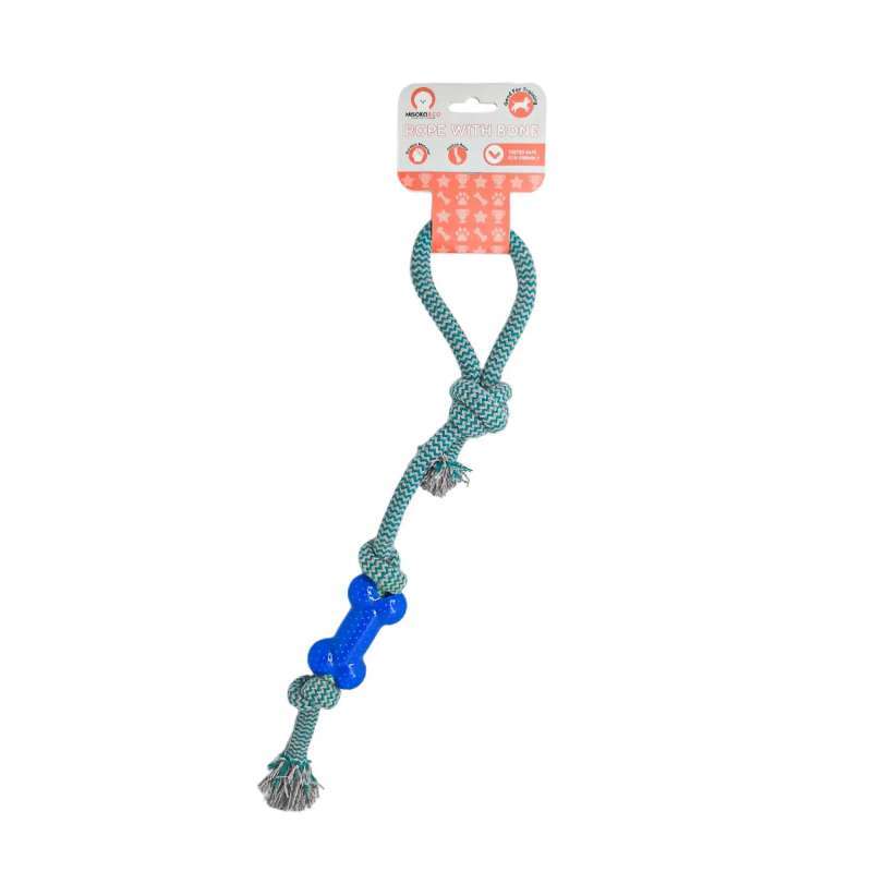 Misoko&Co (Мисоко и Ко) Игрушка Длинная веревка с узлами и косточкой для собак (48 см) в E-ZOO