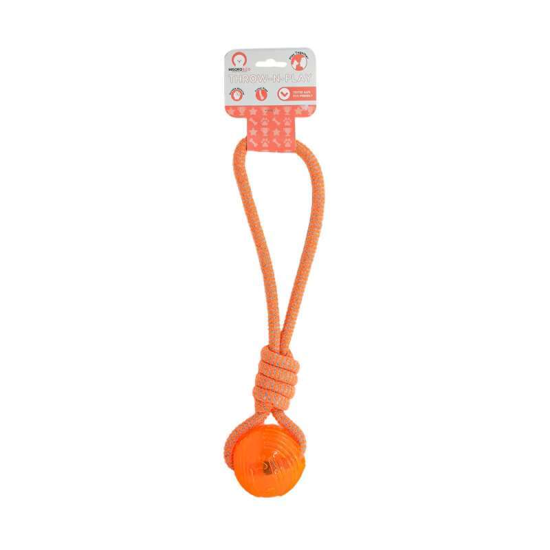 Misoko&Co (Мисоко и Ко) Игрушка Мяч на веревке с оплеткой для собак (43 см) в E-ZOO