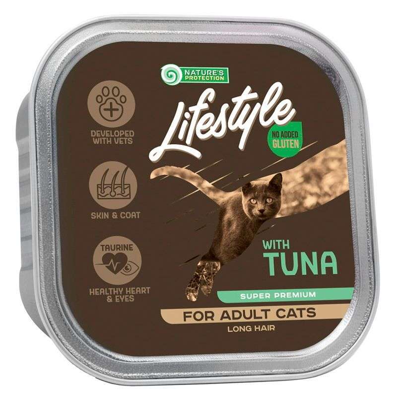 Nature's Protection (Нейчерес Протекшн) Lifestyle Long Hair Tuna - Влажный корм с тунцом для взрослых длинношерстных кошек (85 г) в E-ZOO