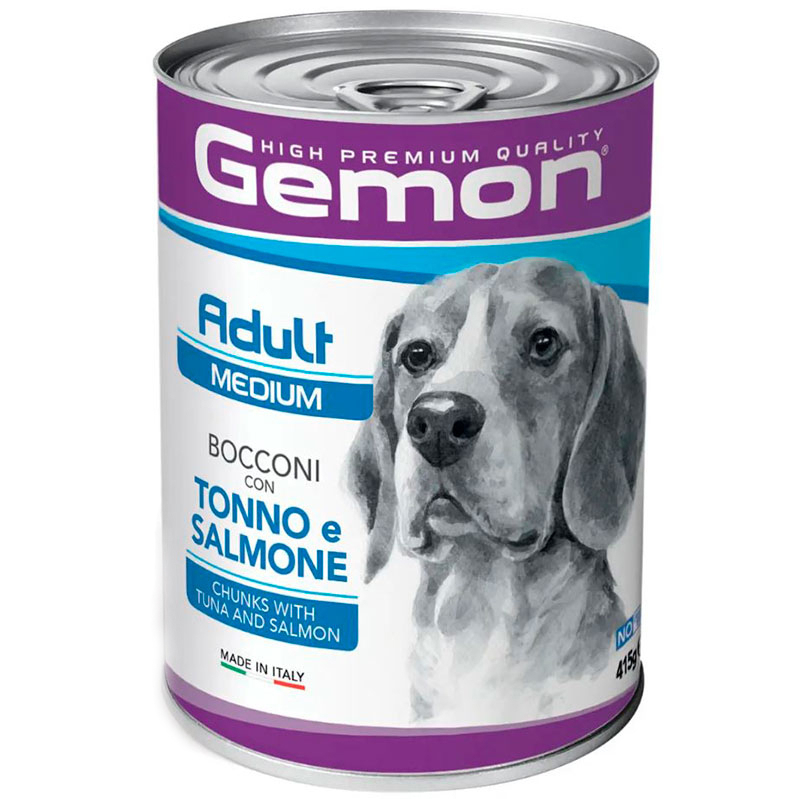 Gemon (Джемон) Dog Medium Adult Chunks with Tuna&Salmon - Влажный корм с тунцом и лососем для взрослых собак средних пород (кусочки в желе) (415 г) в E-ZOO