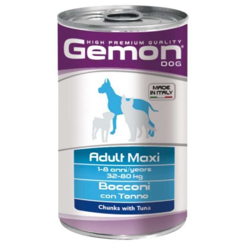 Gemon (Джемон) Dog Maxi Adult Chunks with Tuna - Вологий корм з тунцем для дорослих собак великих порід (шматочки в желе) (1,25 кг) в E-ZOO