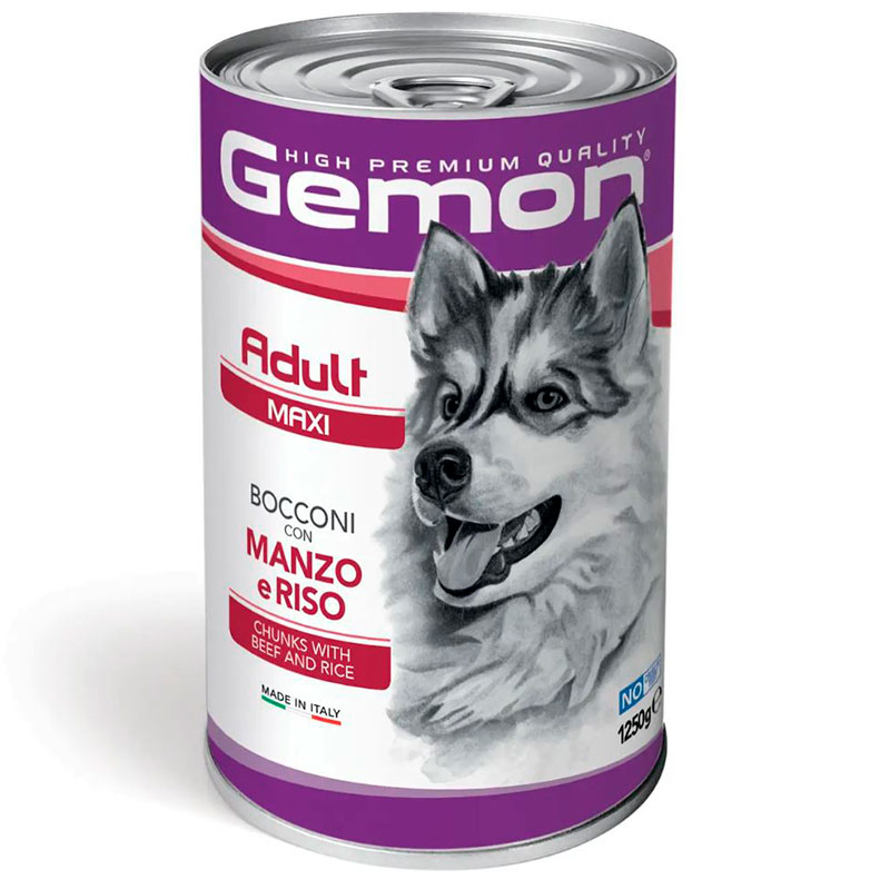 Gemon (Джемон) Dog Maxi Adult Chunks with Beef&Rice - Влажный корм с говядиной и рисом для взрослых собак крупных пород (кусочки в желе) (1,25 кг) в E-ZOO