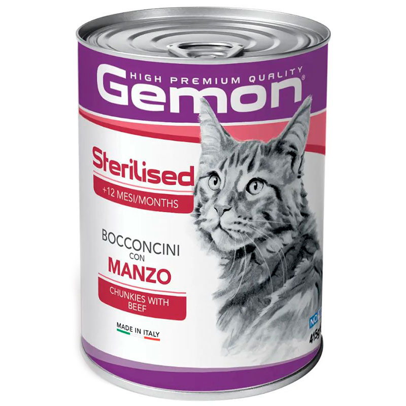 Gemon (Джемон) Cat Adult Chunkies with Beef - Влажный корм с говядиной для взрослых котов (кусочки в желе) (415 г) в E-ZOO