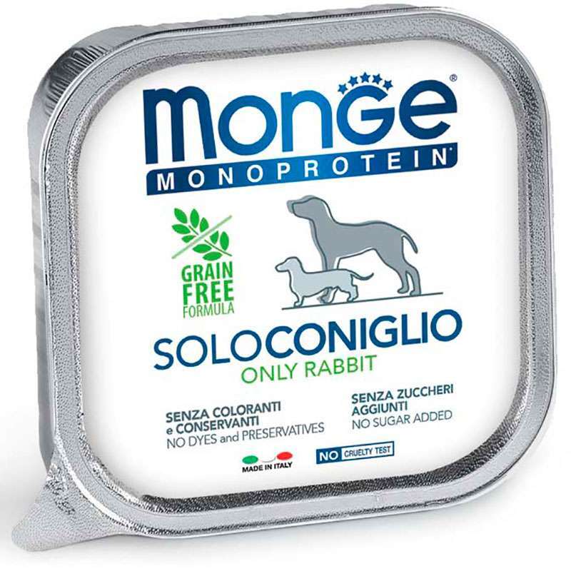 Monge (Монж) Monoprotein Dog Solo Only Rabbit – Монопротеиновый паштет с кроликом для собак (150 г) в E-ZOO
