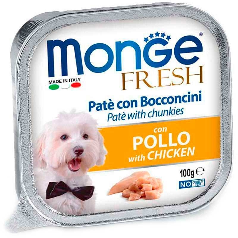 Monge (Монж) Dog Fresh Chicken – Консервированный корм с курицей для собак (кусочки в паштете) (100 г) в E-ZOO