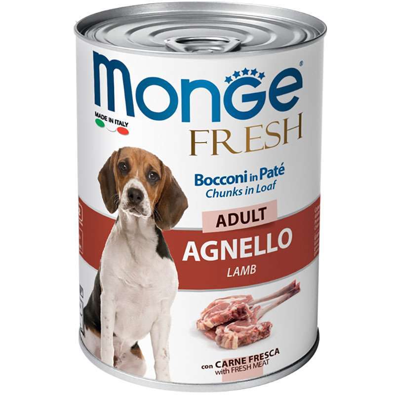 Monge (Монж) Fresh Dog Adult Lamb – Консервований корм з ягням для дорослих собак усіх порід (шматочки в паштеті) (400 г) в E-ZOO
