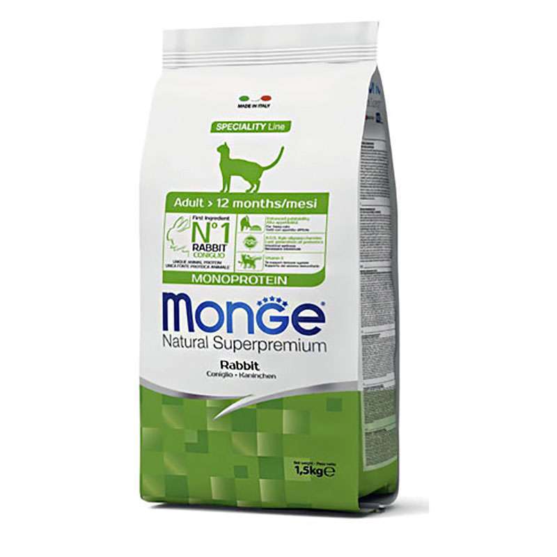 Monge (Монж) Cat Monoprotein Rabbit – Сухий монопротеїновий корм з кроликом для дорослих котів (1,5 кг) в E-ZOO
