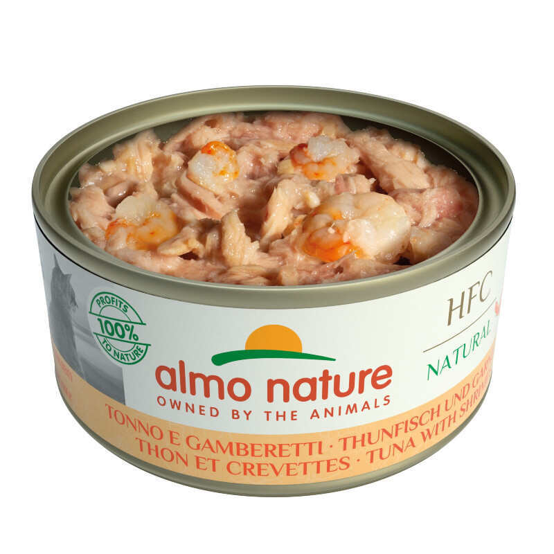 Almo Nature (Альмо Натюр) HFC Natural Adult Cat Tuna&Shrimp - Консервированный корм с тунцом и креветками для взрослых кошек (кусочки в желе) (70 г) в E-ZOO