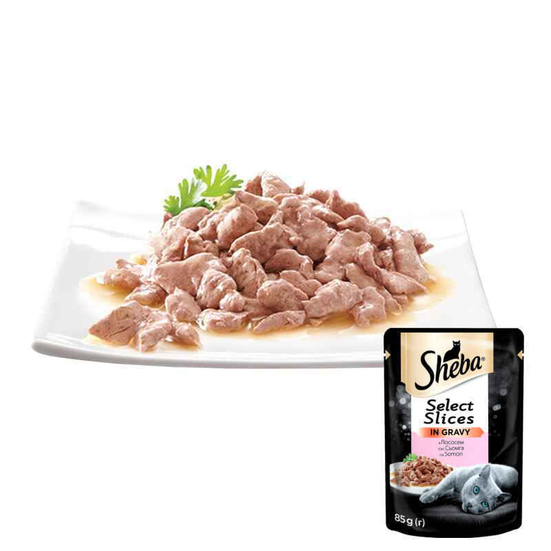 Sheba (Шеба) Black&Gold Select Slices - Влажный корм с лососем для котов (кусочки в соусе) (28x85 г (box)) в E-ZOO