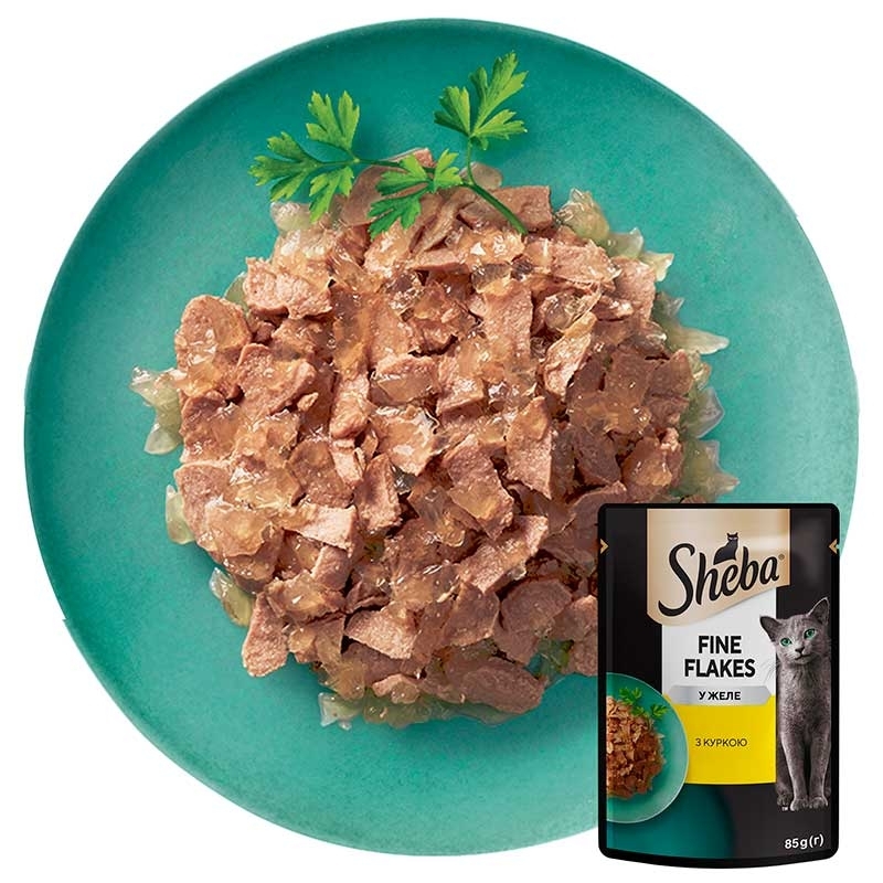 Sheba (Шеба) Black&Gold Fine Flakes - Вологий корм з куркою для котів (шматочки в желе) (85 г) в E-ZOO