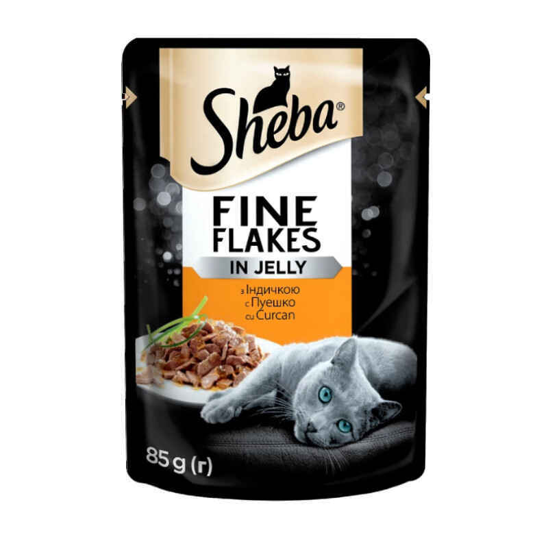 Sheba (Шеба) Black&Gold Fine Flakes - Влажный корм с индейкой для котов (кусочки в желе) (28x85 г (box)) в E-ZOO