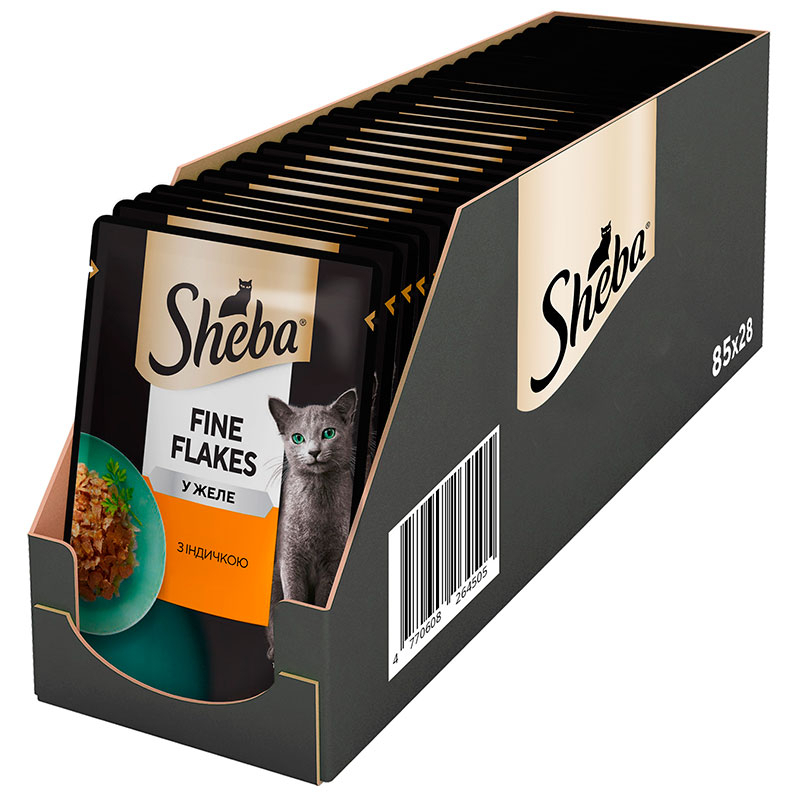 Sheba (Шеба) Black&Gold Fine Flakes- Вологий корм з індичкою для котів (шматочки в желе) (85 г) в E-ZOO