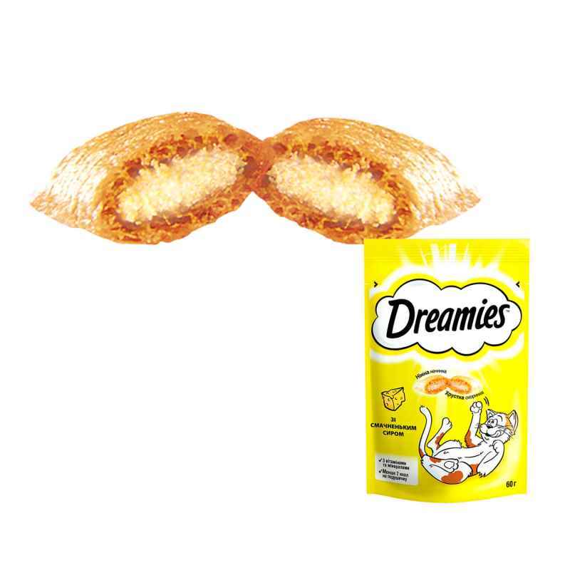 Dreamies (Дримс) Лакомство в форме хрустящих подушечек с сыром для котов (60 г) в E-ZOO