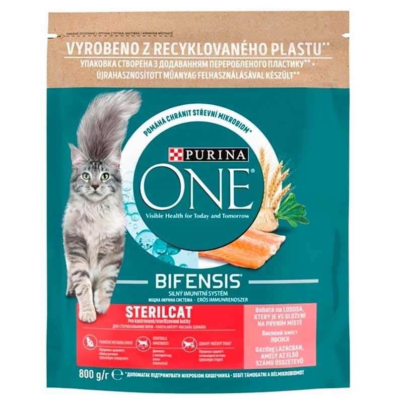 Purina ONE (Пурина Ван) Sterilcat – Сухой корм с лососем и пшеницей для стерилизованных кошек (800 г) в E-ZOO