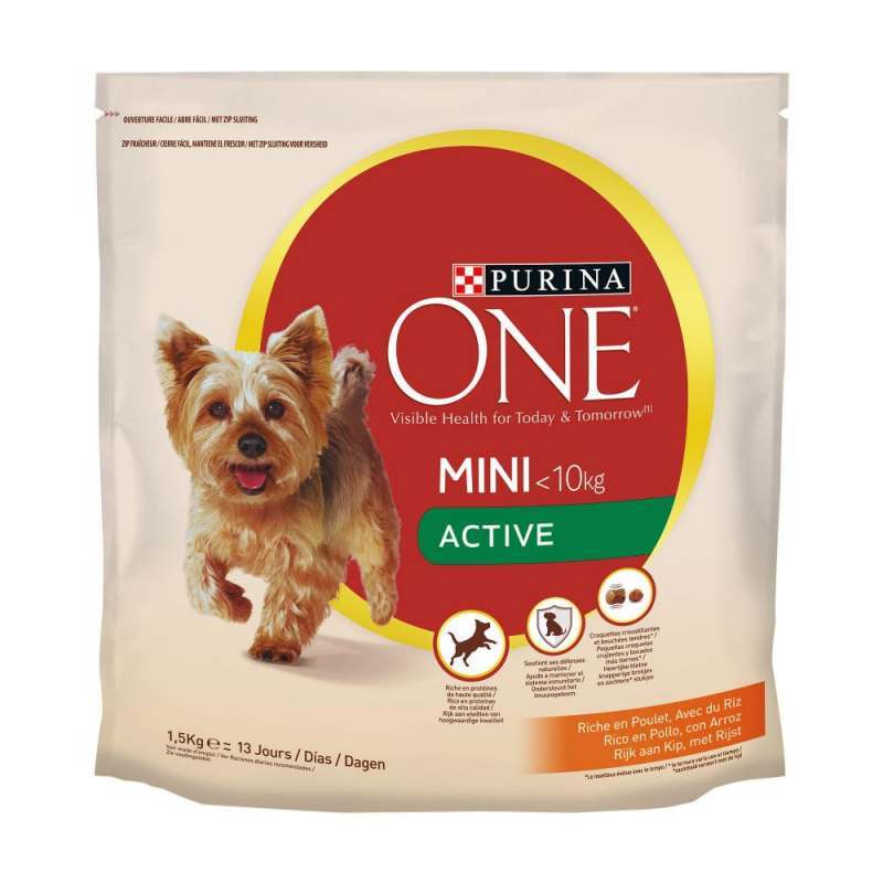 Purina ONE (Пуріна Ван) Mini Active – Сухий корм з куркою і рисом для активних собак малих порід (1,5 кг) в E-ZOO