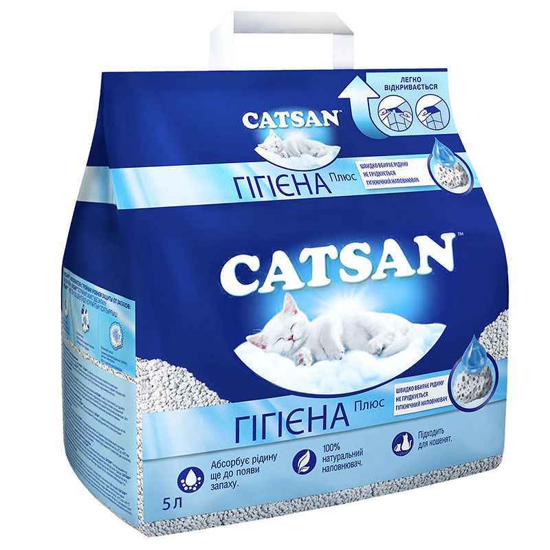 Catsan (Кэтсан) Hygiene Plus – Наполнитель Гигиена Плюс кварцевый для кошачьего туалета (5 л) в E-ZOO
