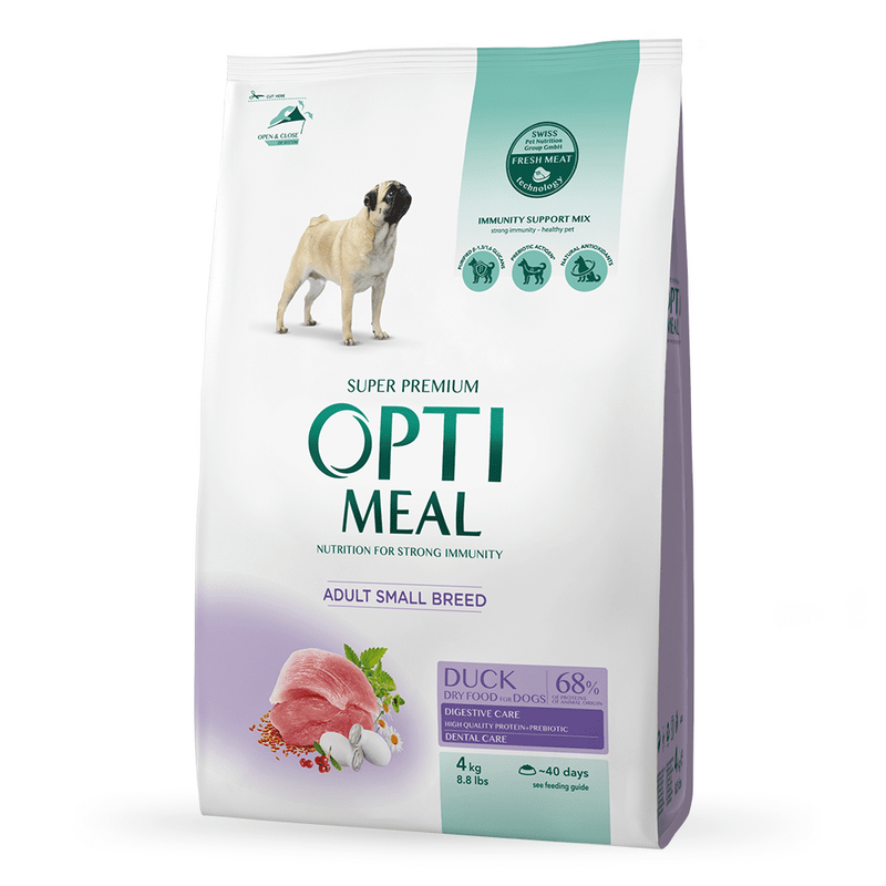 OptiMeal (ОптиМил) Duck Small Adult Dog – Сухой корм с уткой для собак малых пород (4 кг) в E-ZOO