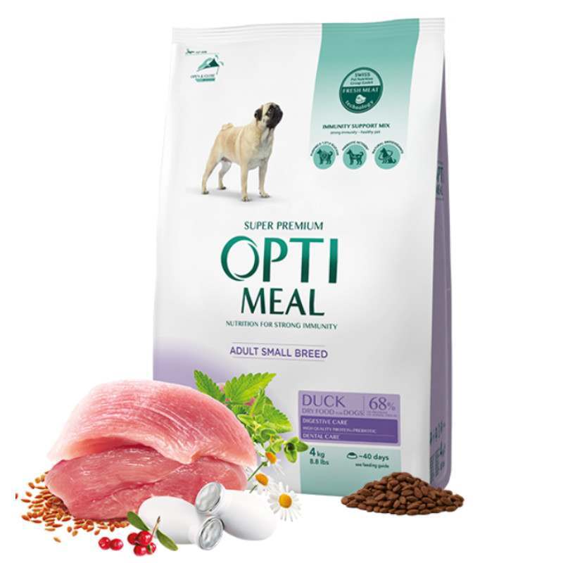OptiMeal (ОптиМил) Duck Small Adult Dog – Сухой корм с уткой для собак малых пород (4 кг) в E-ZOO