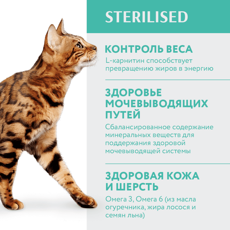 OptiMeal (ОптиМил) Turkey Sterilized Cat – Сухой корм с индейкой и овсом для стерилизованных котов (4 кг) в E-ZOO