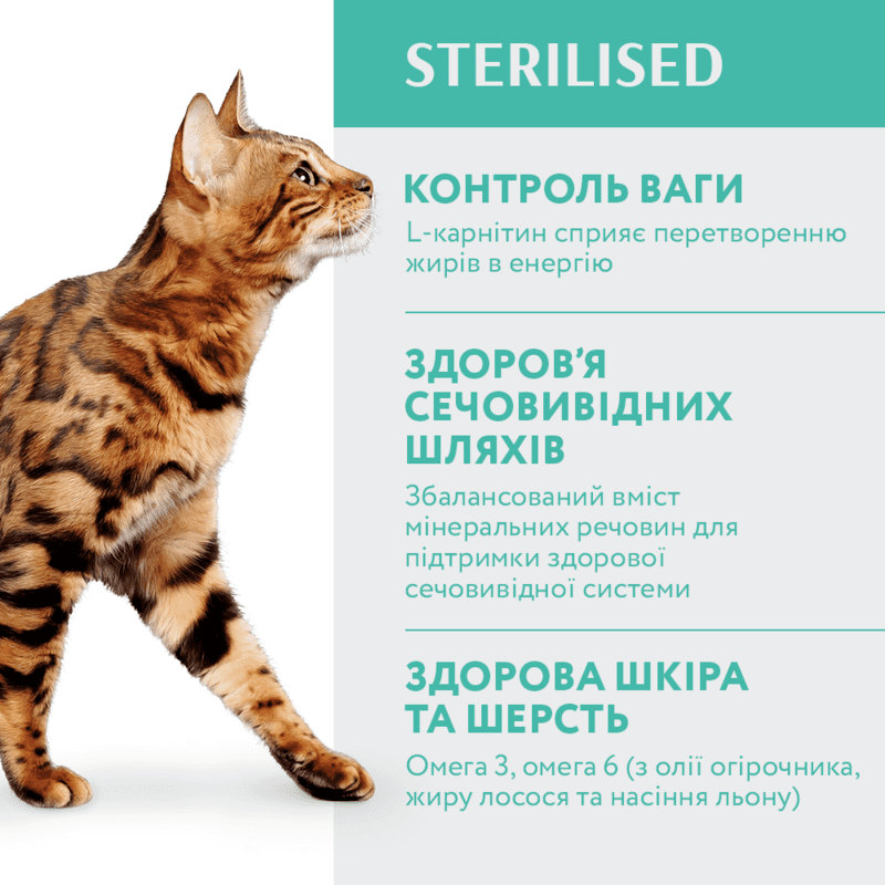OptiMeal (ОптіМіл) Turkey Sterilized Cat – Сухий корм з індичкою та вівсом для стерилізованих котів (10 кг) в E-ZOO