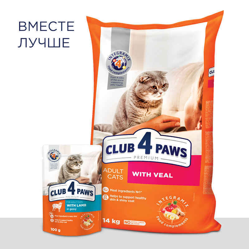 Club 4 Paws (Клуб 4 Лапы) Premium Adult Cat Lamb in Gravy - Влажный корм с ягненком для взрослых котов (кусочки в соусе) (100 г) в E-ZOO