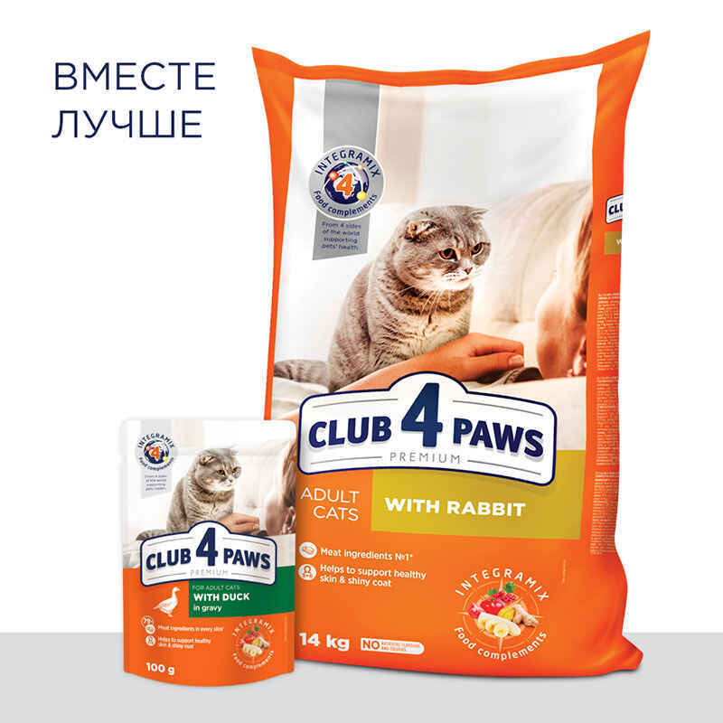 Club 4 Paws (Клуб 4 Лапы) Premium Adult Cat Duck in Gravy- Влажный корм с уткой для взрослых котов (кусочки в соусе) (100 г) в E-ZOO