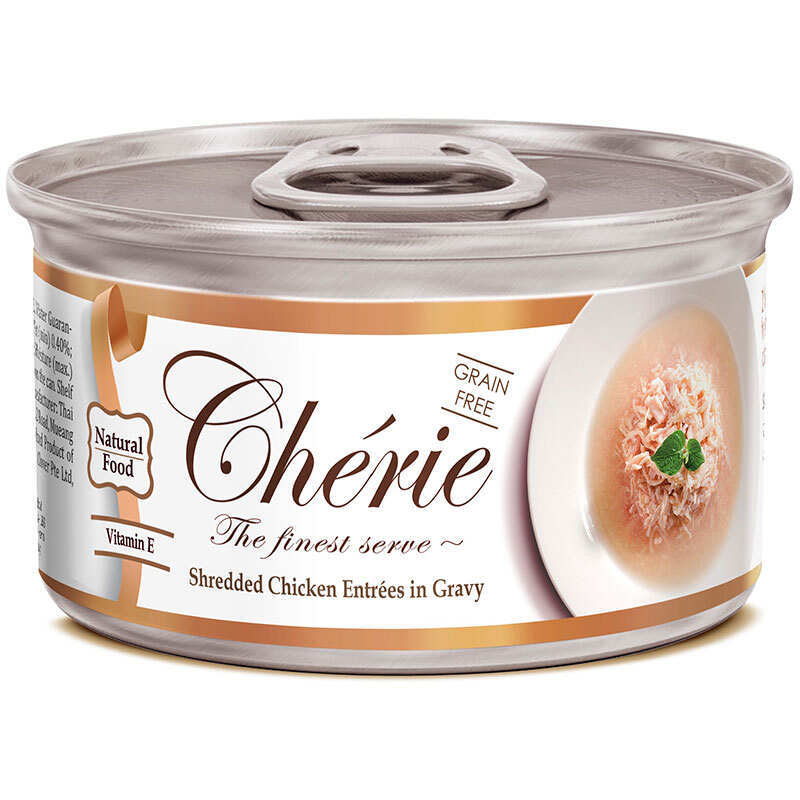 Cherie (Шері) Cat Shredded Chicken Entrees in Gravy - Вологий корм з куркою для дорослих кішок (шматочки в соусі) (80 г) в E-ZOO