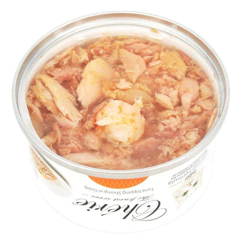 Cherie (Шері) Hairball Control Tuna topping Shrimp in Gravy - Вологий корм з тунцем та креветками для контролю утворення грудочок шерсті для дорослих котів (шматочки в соусі) (80 г) в E-ZOO
