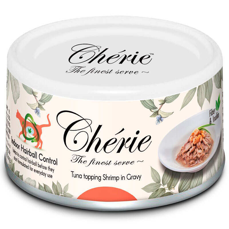 Cherie (Шери) Hairball Control Tuna topping Shrimp in Gravy - Влажный корм с тунцом и креветками для контроля образования комочков шерсти для взрослых котов (кусочки в соусе) (80 г) в E-ZOO